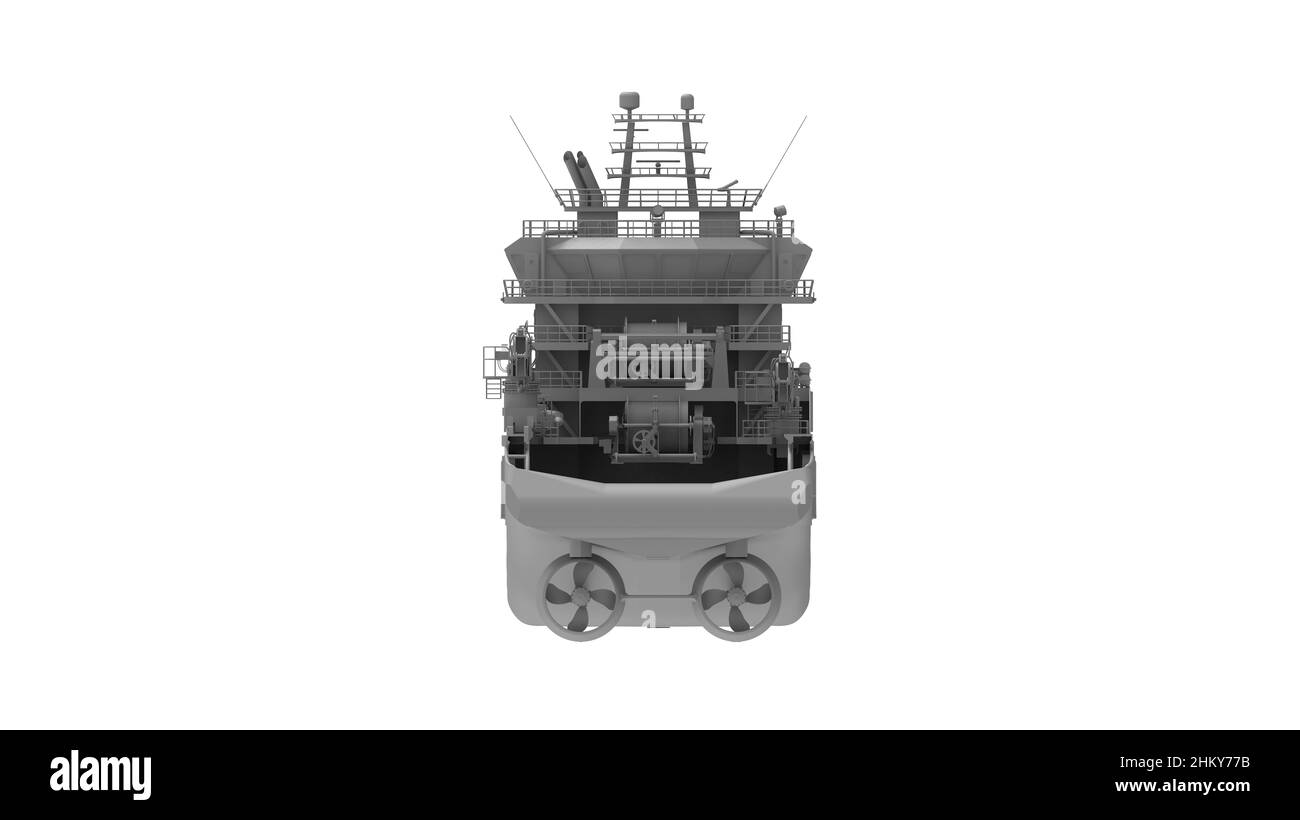 3d rendering of a marine supply large vessel industrial ship isolated