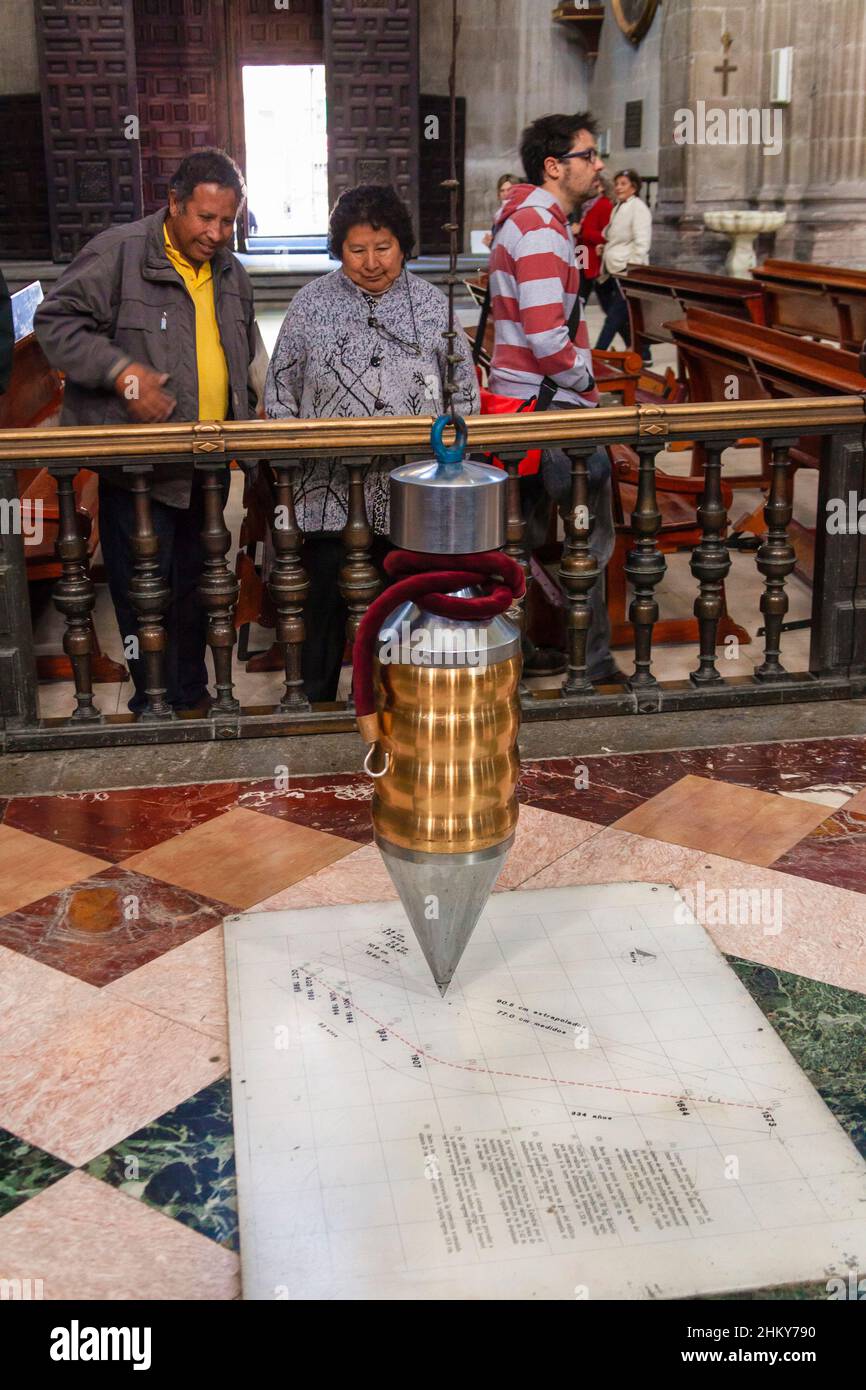 Foucault Pendulum Metropolitan Cathedral of Asunción de María Constitution Square Zócalo Square, Mexico City. North America Stock Photo