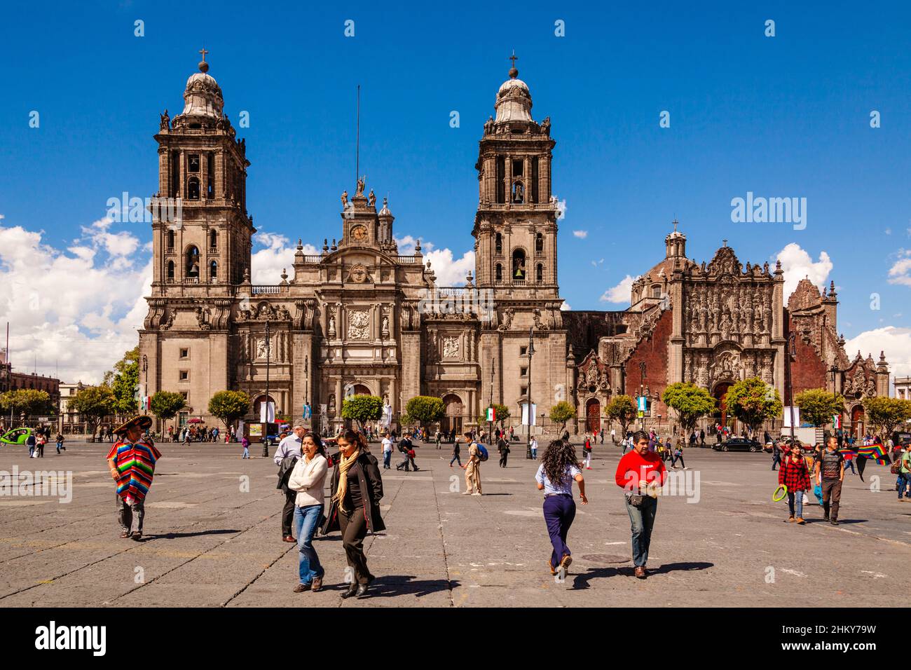 Metropolitan Cathedral (Catedral Metropolitana de la Asuncion de Maria), Plaza de la Constitucion, Zocalo square, Mexico City. North America Stock Photo