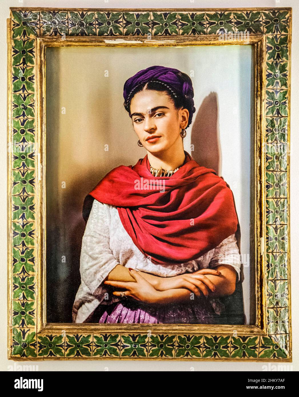 Portrait of Frida Kahlo. Paintings collection, Frida Kahlo Museum, Coyoacan, Mexico City. North America Stock Photo