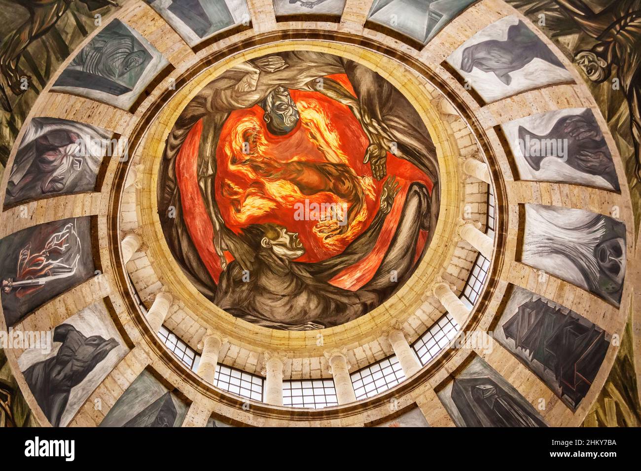 Frescos by Jose Clemente Orozco in Hospicio Cabañas o Instituto Cultural Cabañas, Guadalajara, Jalisco, Mexico, North America Stock Photo