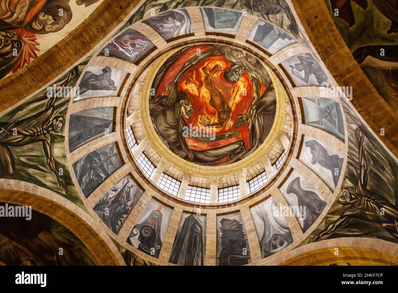 Frescos by Jose Clemente Orozco in Hospicio Cabañas o Instituto Cultural Cabañas, Guadalajara, Jalisco, Mexico, North America Stock Photo