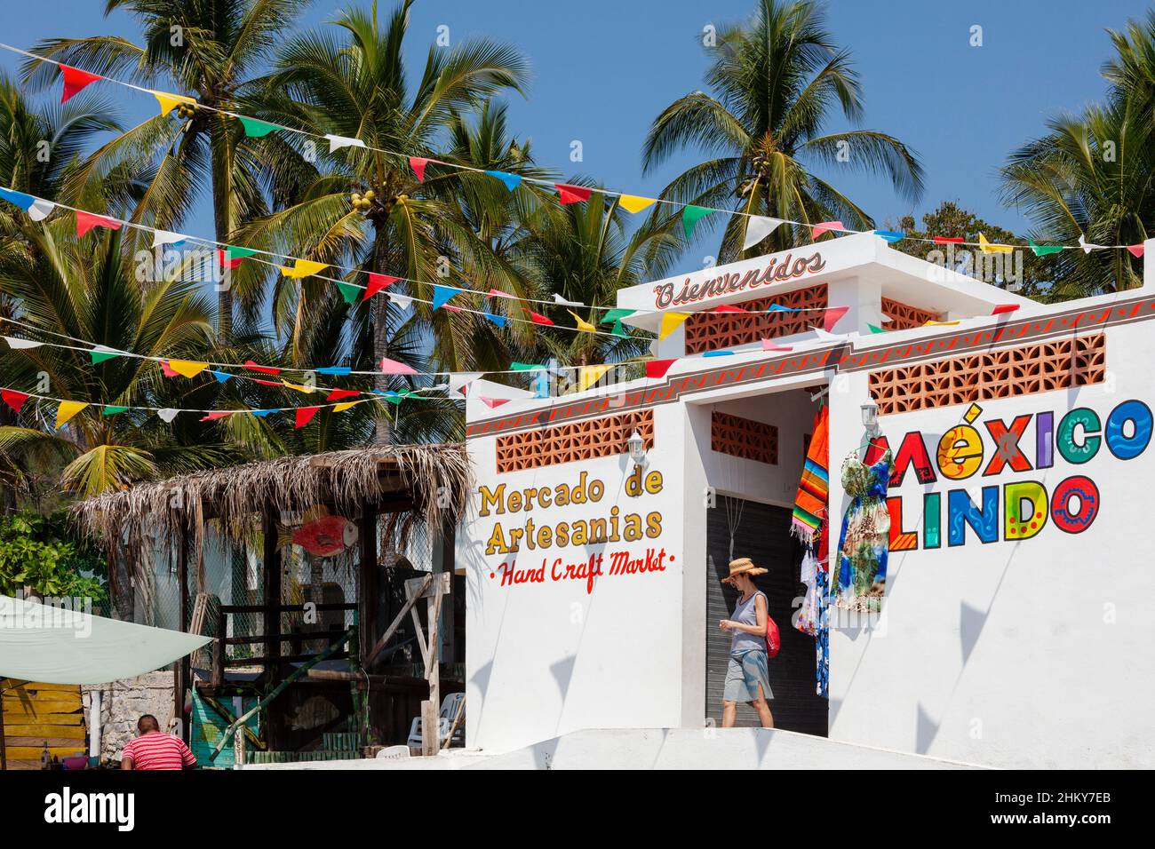 Craft market. Manzanillo beach. Pacific Ocean. Colima. Mexico, North America Stock Photo