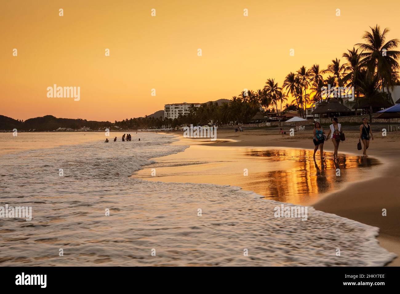 Sunset. Manzanillo beach. Pacific Ocean. Colima. Mexico, North America Stock Photo
