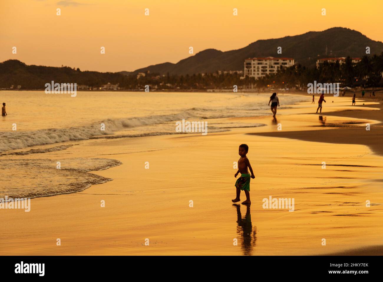 Sunset. Manzanillo beach. Pacific Ocean. Colima. Mexico, North America Stock Photo