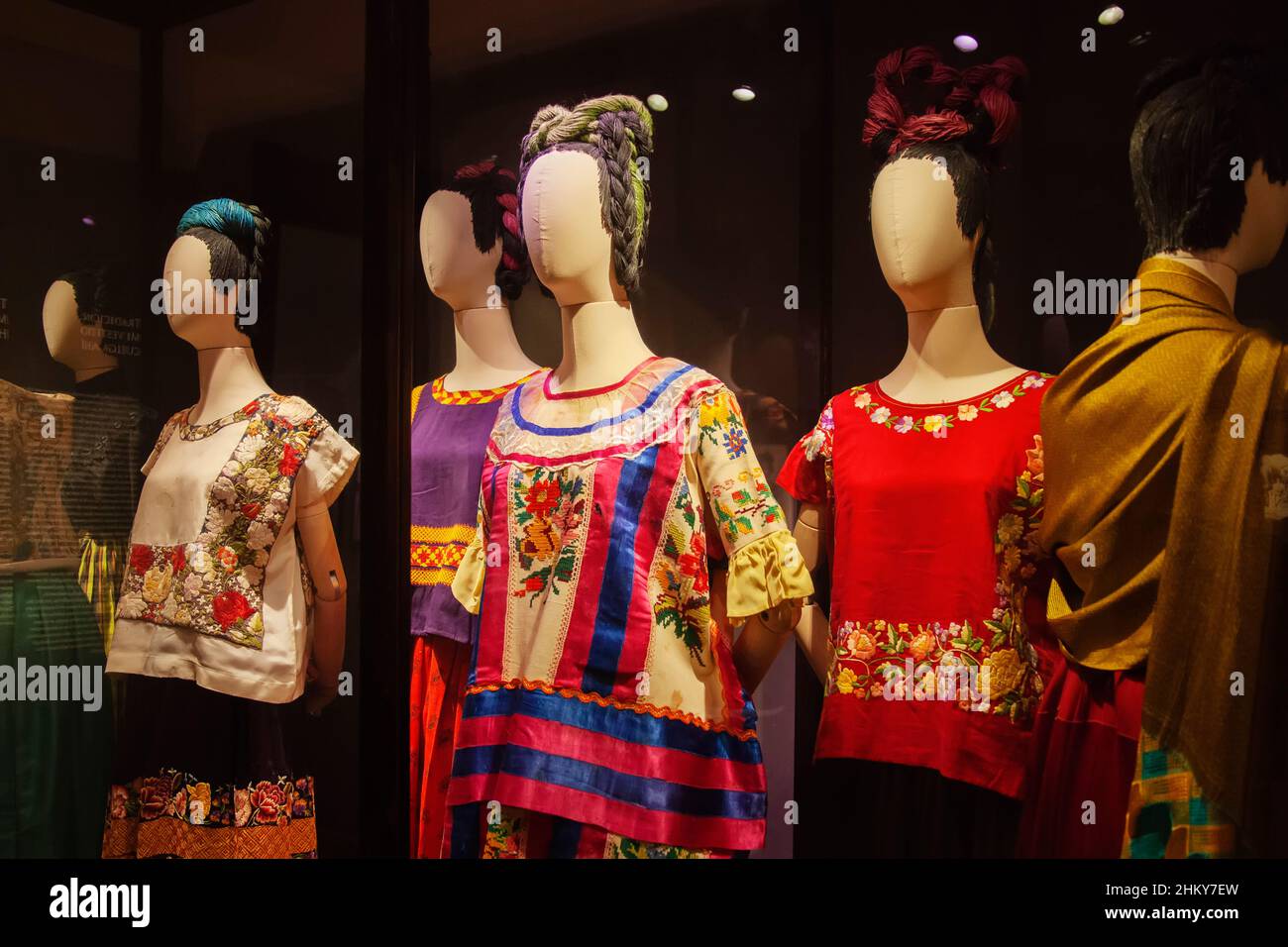 Dresses, Frida Kahlo Museum, Coyoacan, Mexico City. North America Stock Photo