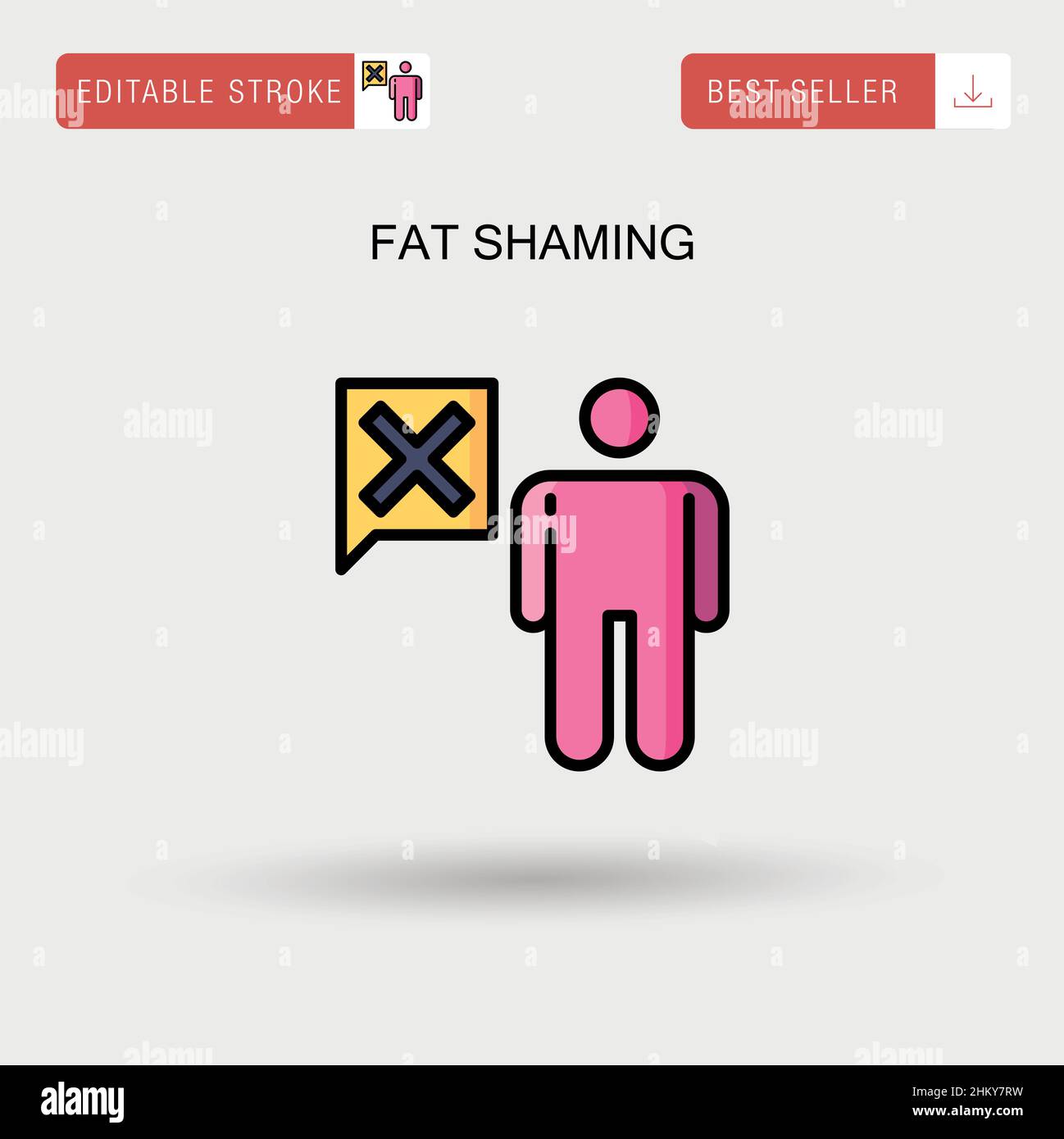 Fat shaming Simple vector icon. Stock Vector
