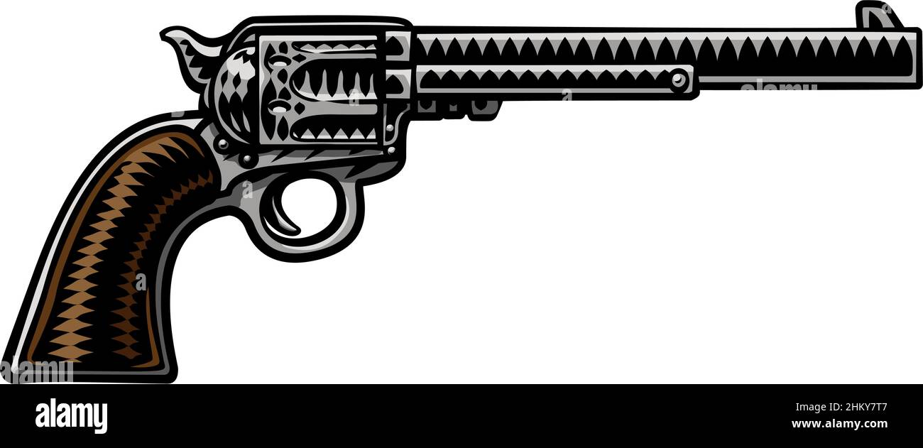 Cowboy Gun Western Pistol Old Vintage Revolver Stock Vector