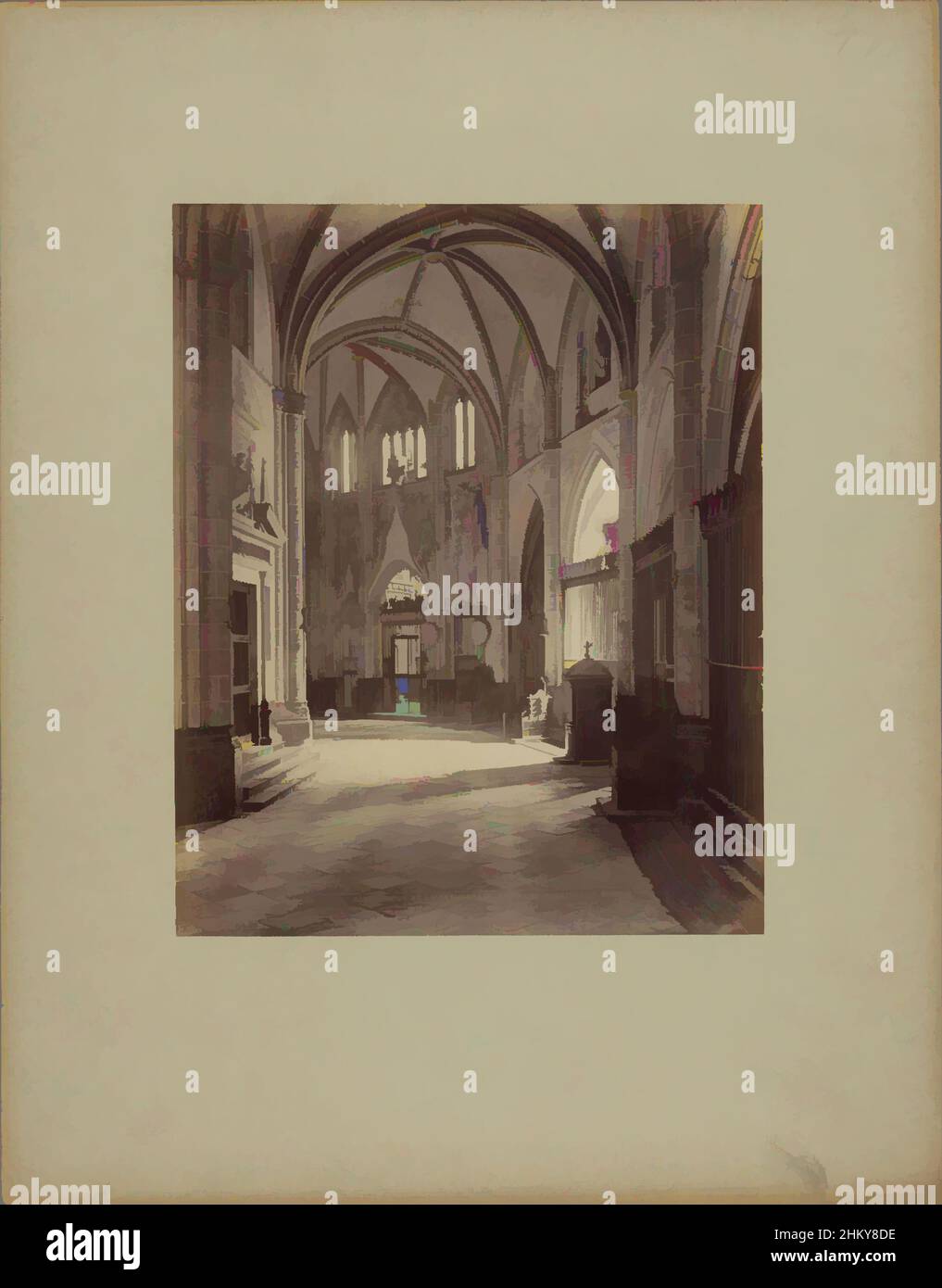 Art inspired by Vault with ribs coming together in a star shape in the cathedral at Burgos, Burgos. - Int. de la Cathédrale [(...), Kathedraal van Burgos, c. 1875 - c. 1900, cardboard, albumen print, height 285 mm × width 225 mm, Classic works modernized by Artotop with a splash of modernity. Shapes, color and value, eye-catching visual impact on art. Emotions through freedom of artworks in a contemporary way. A timeless message pursuing a wildly creative new direction. Artists turning to the digital medium and creating the Artotop NFT Stock Photo