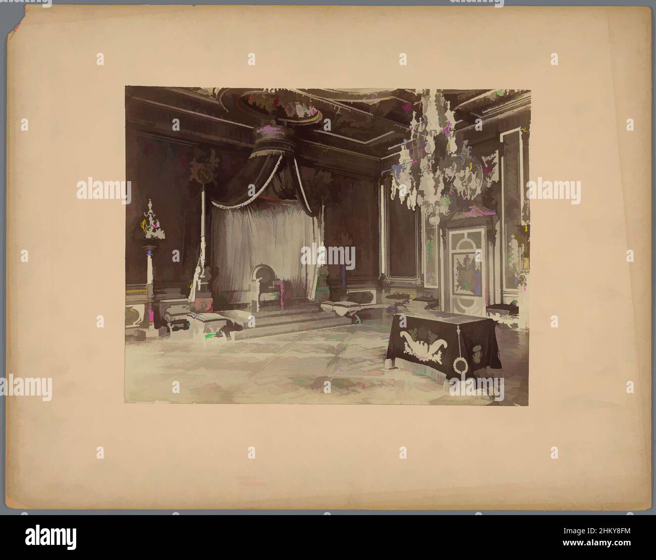 Art inspired by Bathroom in the Castle of Fontainebleau, Fontainebleau, - Salle de Bain., JD, Palais de Fontainebleau, c. 1875 - c. 1900, cardboard, albumen print, height 294 mm × width 220 mm, Classic works modernized by Artotop with a splash of modernity. Shapes, color and value, eye-catching visual impact on art. Emotions through freedom of artworks in a contemporary way. A timeless message pursuing a wildly creative new direction. Artists turning to the digital medium and creating the Artotop NFT Stock Photo