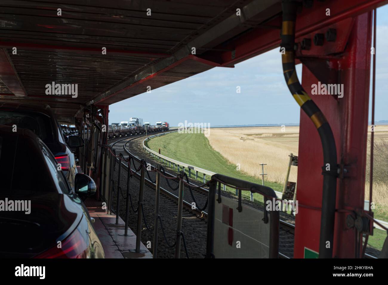 The car train to westerland on sylt Stock Photo Alamy