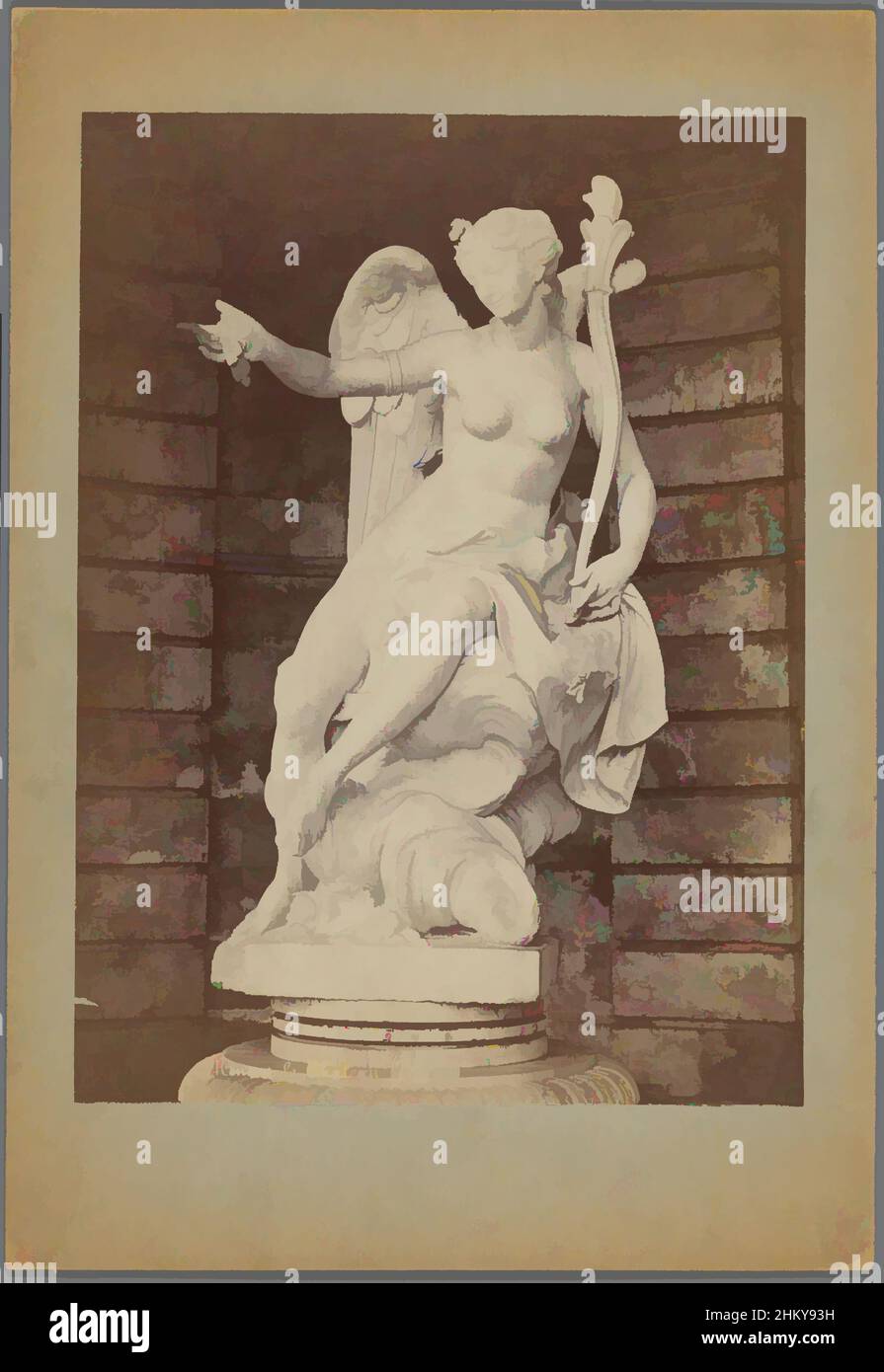 Art inspired by Sculpture in the garden of the Château of Menars, depicting Aurora, Menars le Château (L'Aurore), Séraphin-Médéric Mieusement, Menars, c. 1875 - c. 1900, cardboard, albumen print, height 340 mm × width 250 mm, Classic works modernized by Artotop with a splash of modernity. Shapes, color and value, eye-catching visual impact on art. Emotions through freedom of artworks in a contemporary way. A timeless message pursuing a wildly creative new direction. Artists turning to the digital medium and creating the Artotop NFT Stock Photo