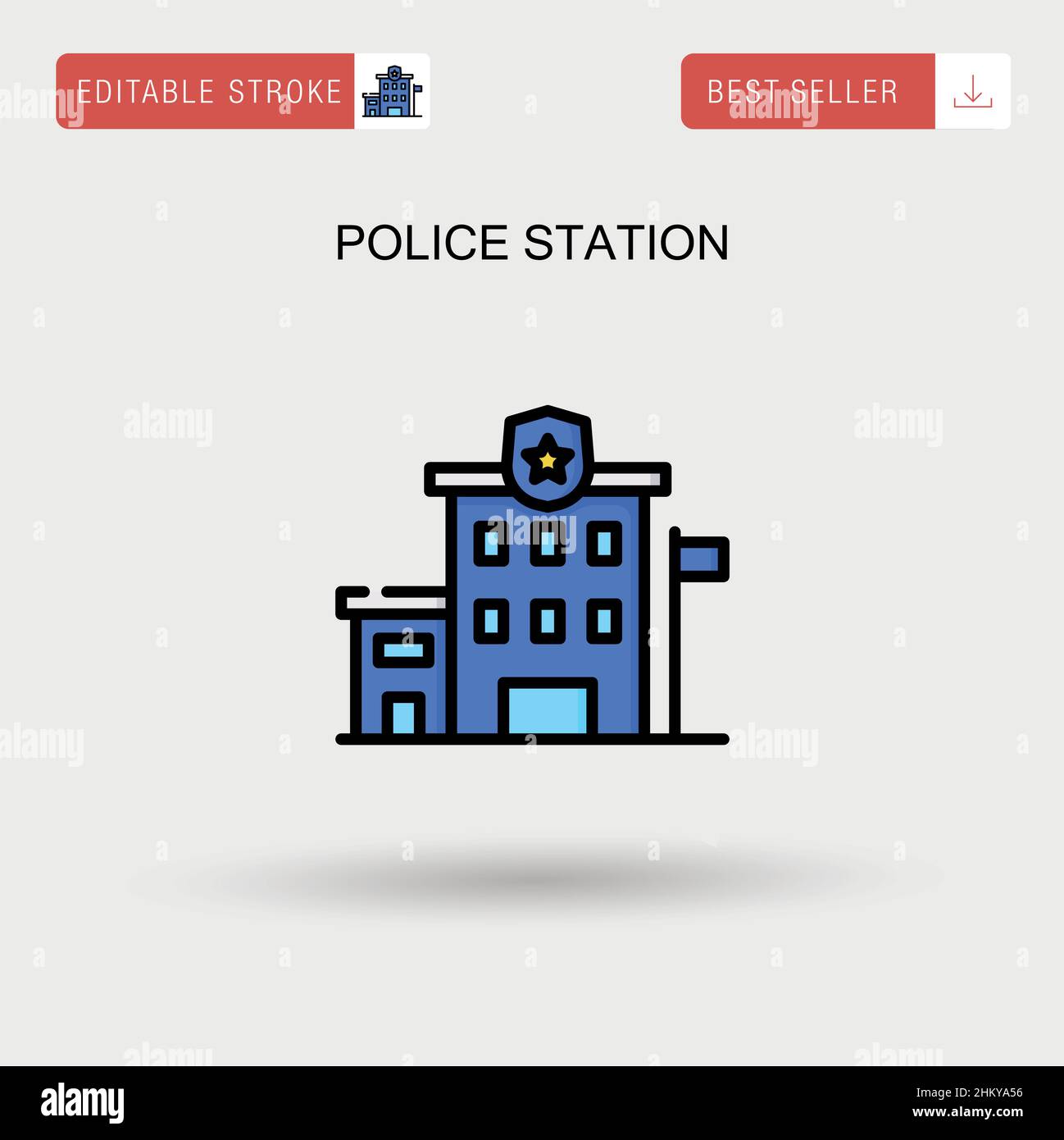 Police station Simple vector icon. Stock Vector