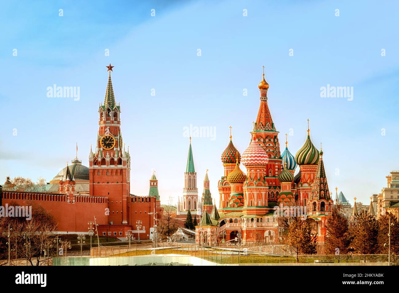 Moscow Kremlin and St Basil's Cathedral on the Red Square in Moscow, Russia. Stock Photo