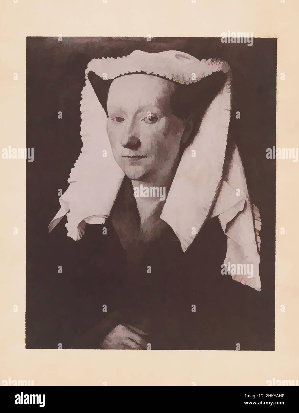 Art inspired by Photoreproduction of a painting, depicting a portrait of Margaretha van Eyck, maker:, after: Jan van Eyck, maker: Europeafter: Bruges, c. 1875 - c. 1900, paper, collotype, height 190 mm × width 150 mm, Classic works modernized by Artotop with a splash of modernity. Shapes, color and value, eye-catching visual impact on art. Emotions through freedom of artworks in a contemporary way. A timeless message pursuing a wildly creative new direction. Artists turning to the digital medium and creating the Artotop NFT Stock Photo
