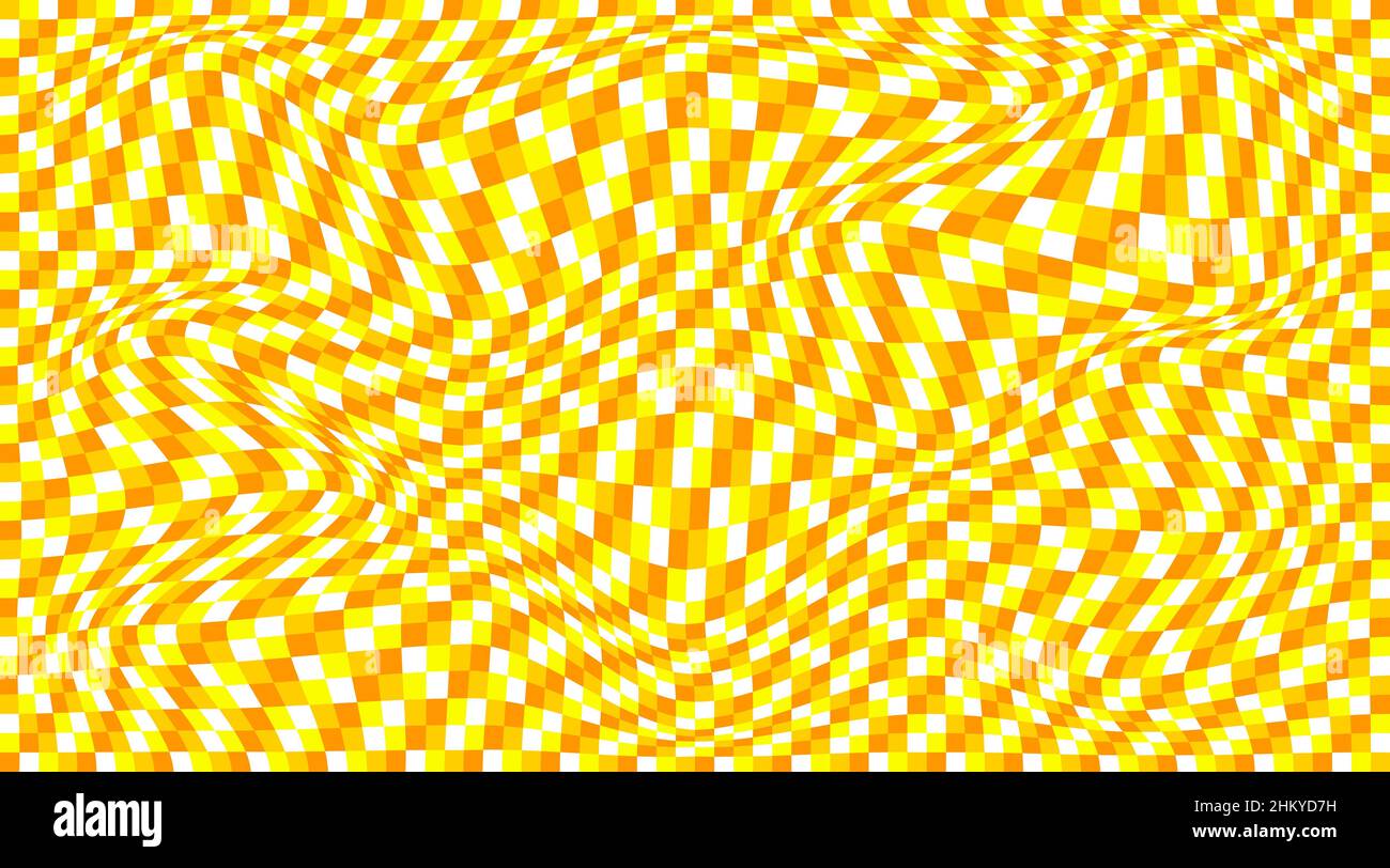 Checkered background with distorted squares. Abstract banner with ...