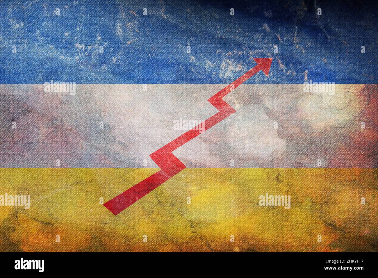 Top view of flag National Socialist Movement, Chile. retro flag with grunge texture. Chilean travel and patriot concept. no flagpole. Plane design, la Stock Photo