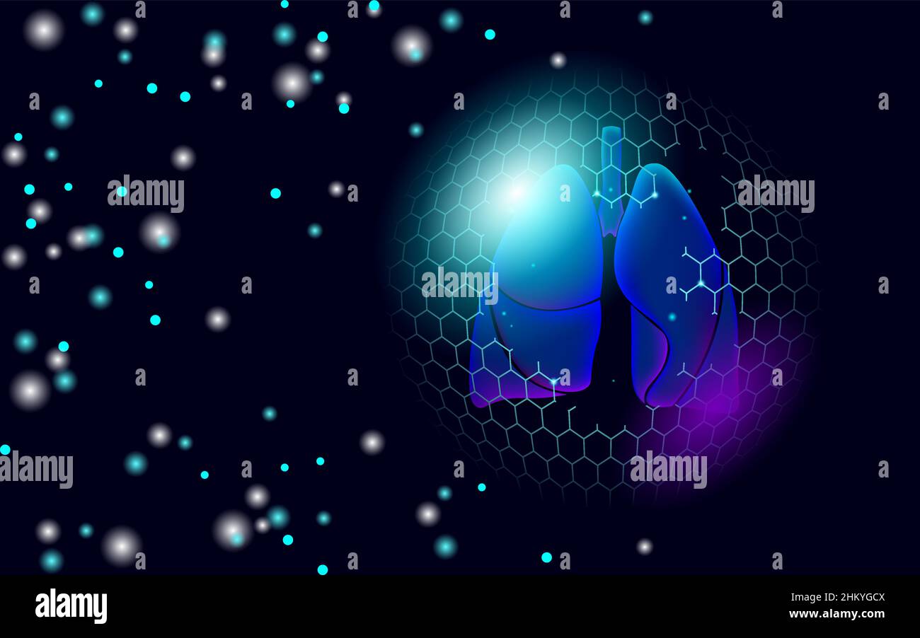 Lungs 3D hay rhinitis pollen reaction. Seasonal spring pollinosis sick
