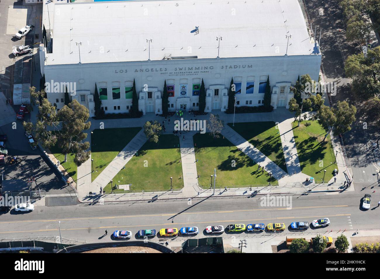 Los Angeles, Ca. 5th Feb, 2022. Aerial View of Los Angeles Memorial Coliseum a day prior to the start of NASCAR pre-season's Clash At Daytona RC exhibition event on February 5, 2022 in Los Angeles, California. Credit: Mpi34/Media Punch/Alamy Live News Stock Photo