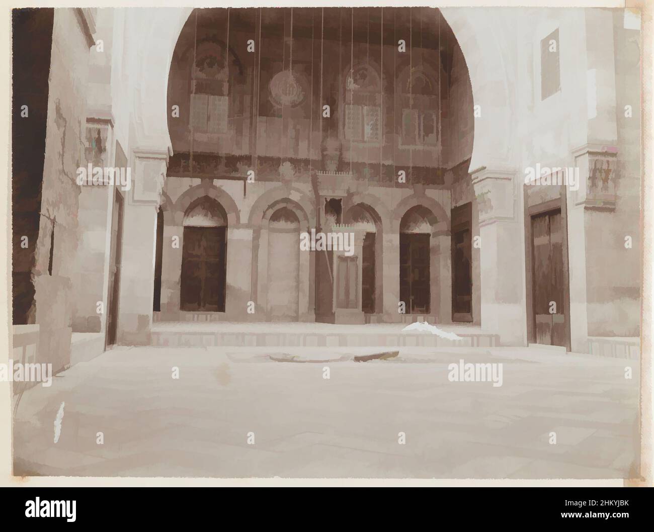 Art inspired by The interior of a mosque, Egyptinternal, L. Heldring, Egypte, 1898, photographic support, height 82 mm × width 109 mm, Classic works modernized by Artotop with a splash of modernity. Shapes, color and value, eye-catching visual impact on art. Emotions through freedom of artworks in a contemporary way. A timeless message pursuing a wildly creative new direction. Artists turning to the digital medium and creating the Artotop NFT Stock Photo