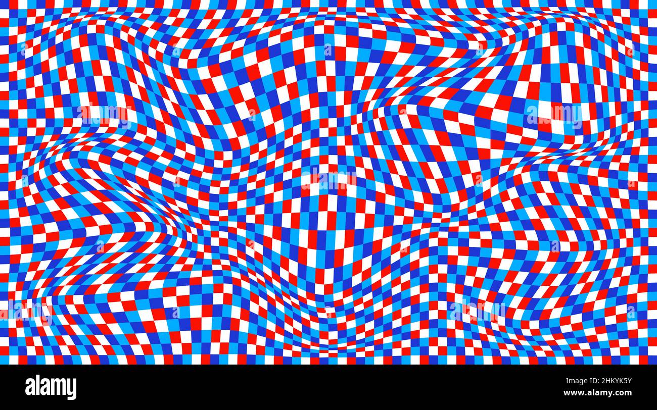Checkered background with distorted squares. Abstract banner with ...