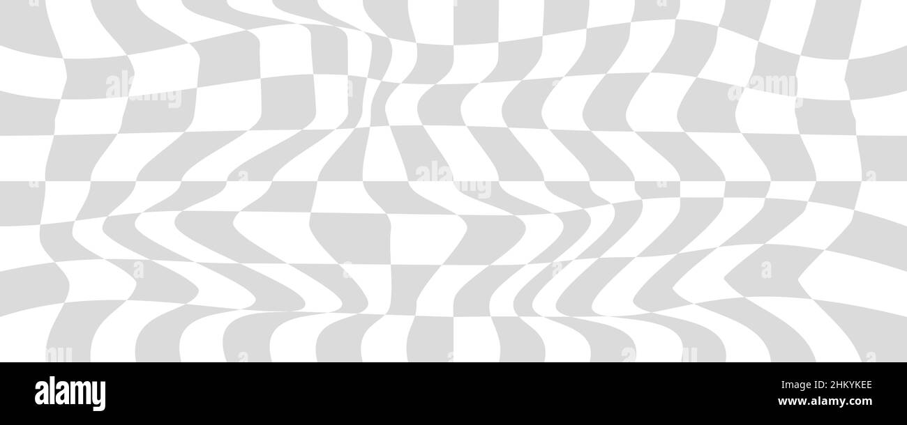Distorted surface. Chess background with distortion. Optical illusion ...