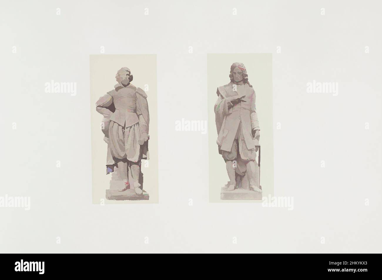 Art inspired by Plaster models for sculptures at the Palais du Louvre: left De Brosse by Auguste Ottin and right Cassini by Hippolyte Maindron, Part of Réunion des Tuileries au Louvre 1852-1857, album 2., Édouard Denis Baldus, Auguste Ottin, Paris, c. 1855 - c. 1857, paper, salted paper, Classic works modernized by Artotop with a splash of modernity. Shapes, color and value, eye-catching visual impact on art. Emotions through freedom of artworks in a contemporary way. A timeless message pursuing a wildly creative new direction. Artists turning to the digital medium and creating the Artotop NFT Stock Photo