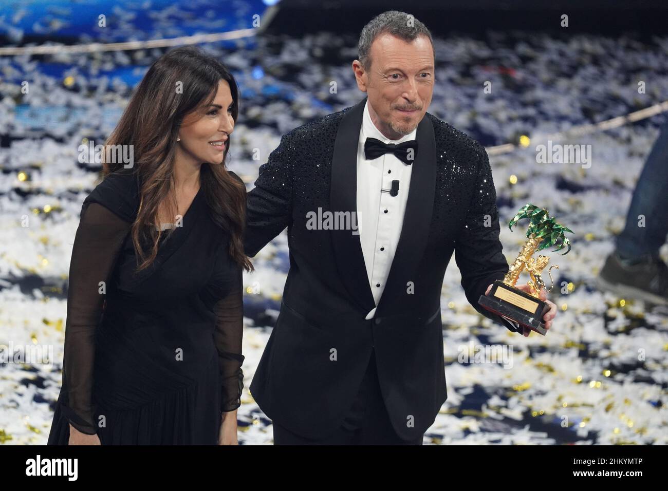 Italian television host Amadeus and actress Sabrina Ferilli at 72