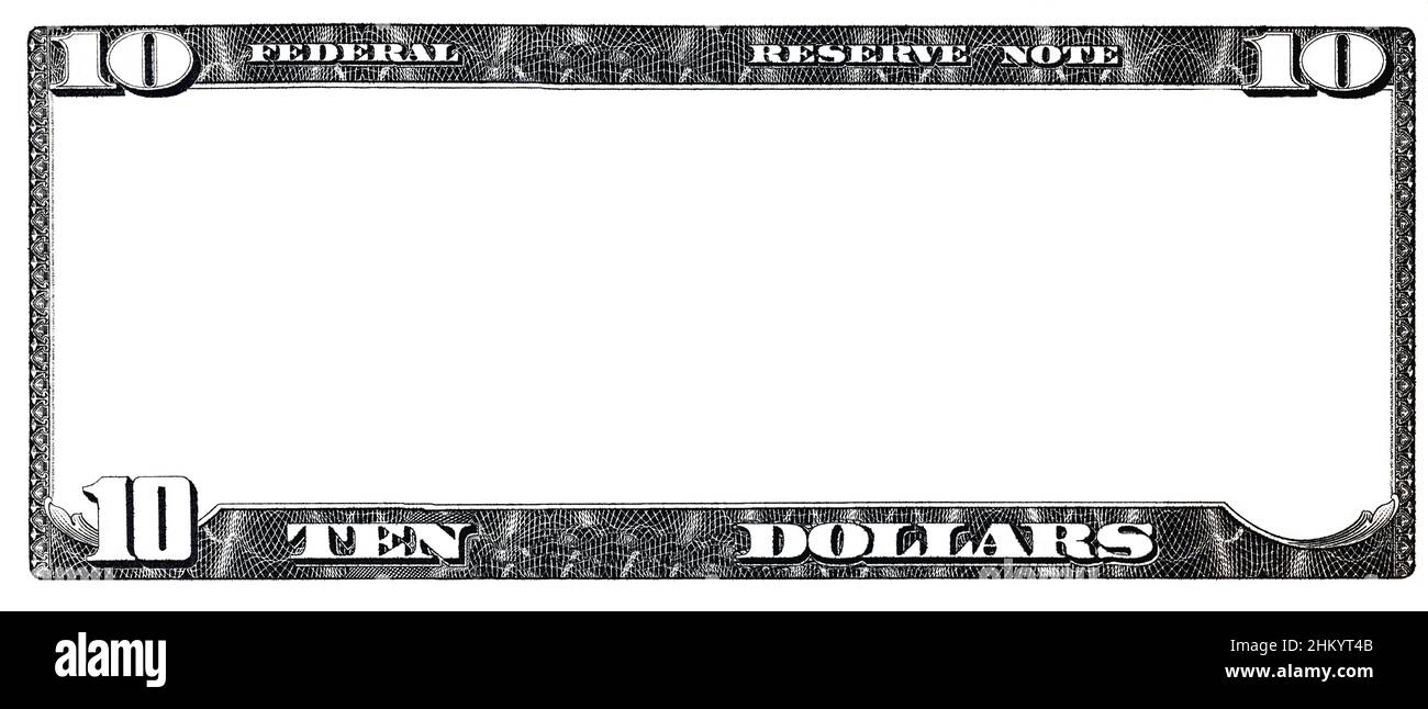 10 dollar bill with empty middle area Stock Photo Alamy