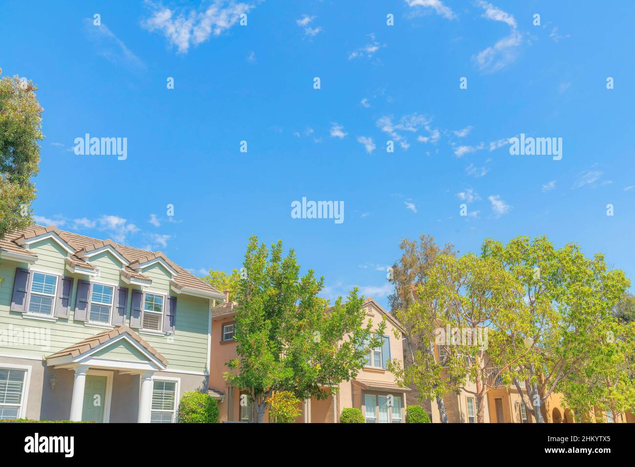 Row of traditional houses at Ladera Ranch in Southern California Stock Photo