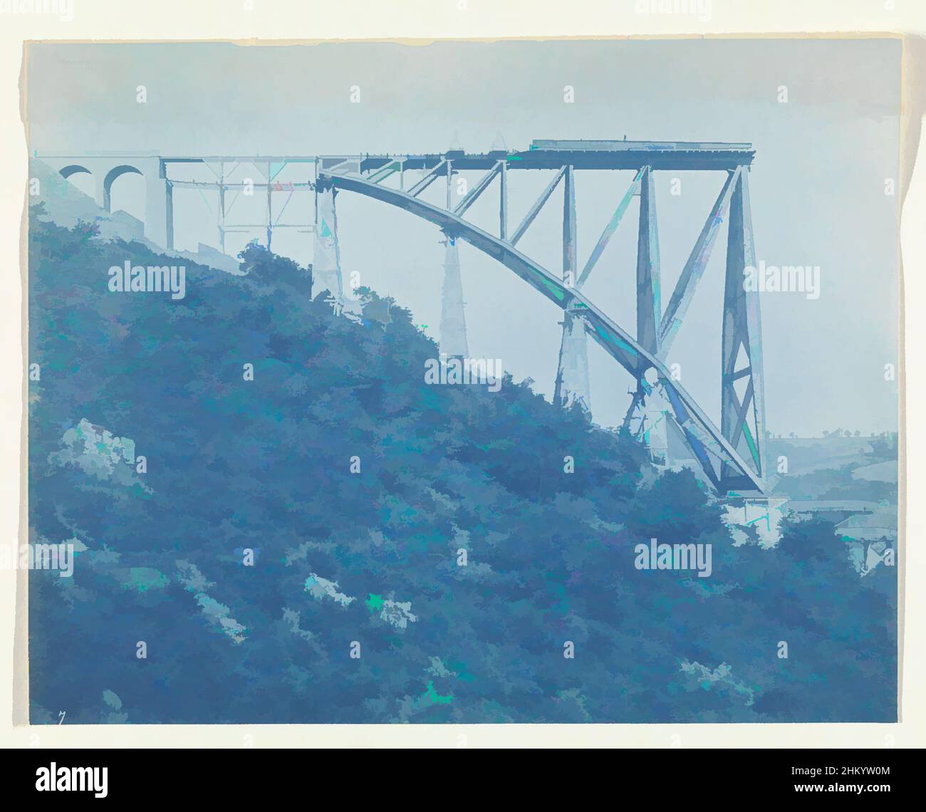 Art inspired by Construction of the Viaur Viaduct in France by the Societé de Construction des Battignolles, July 6, 1900, France, 6-Jul-1900, photographic support, cyanotype, height 224 mm × width 285 mm, Classic works modernized by Artotop with a splash of modernity. Shapes, color and value, eye-catching visual impact on art. Emotions through freedom of artworks in a contemporary way. A timeless message pursuing a wildly creative new direction. Artists turning to the digital medium and creating the Artotop NFT Stock Photo