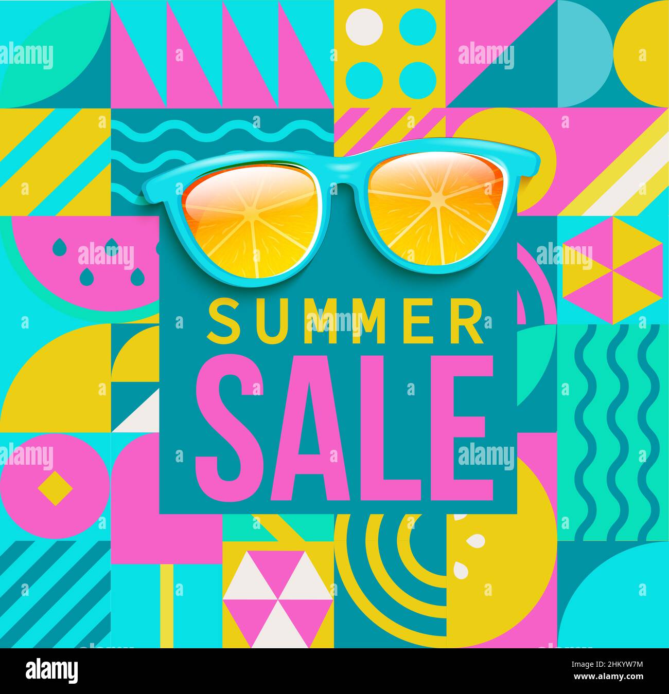 Summer sale geometric banner. Stock Vector