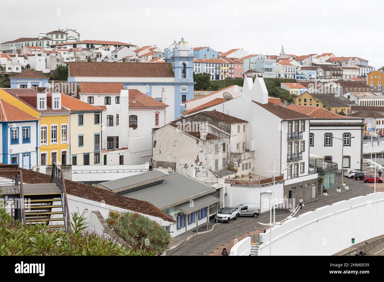 Portugal, Azores, Terceira Island, Angra do Heroismo, street scene Stock Photo