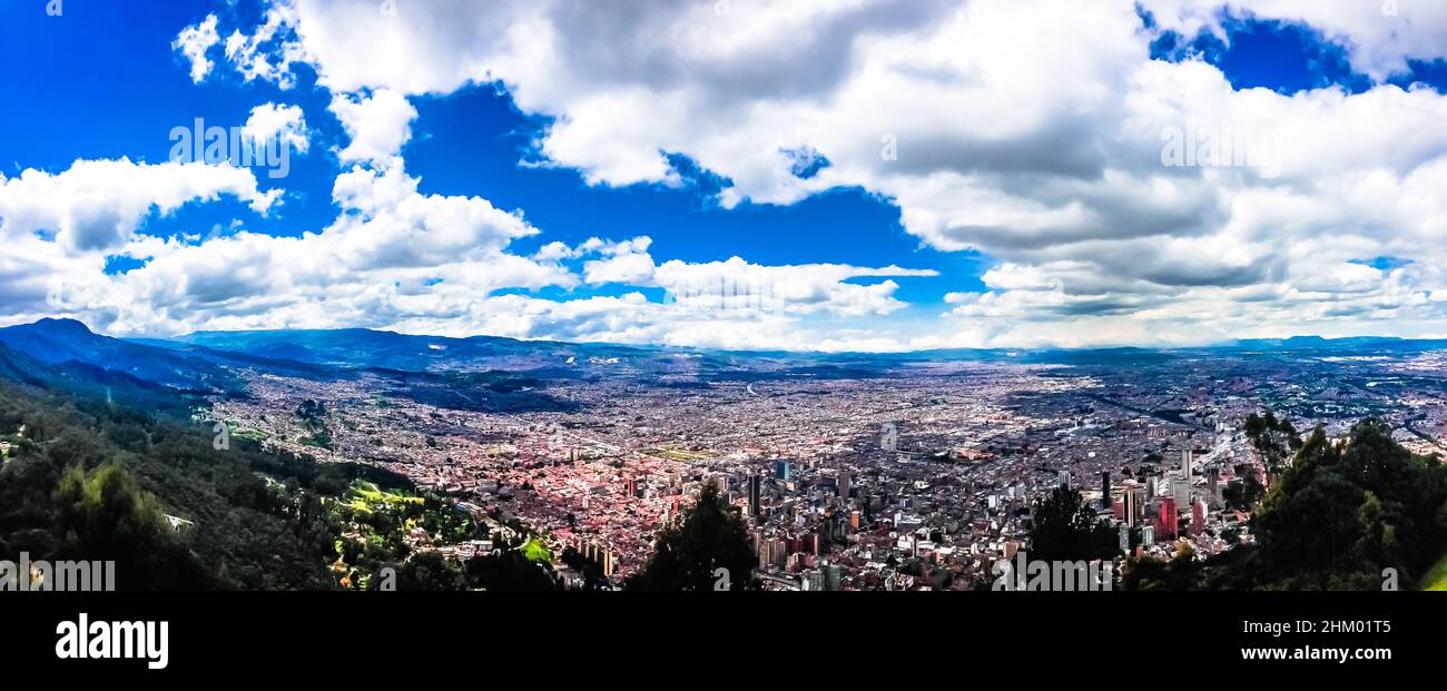 Panoramic view of the city of Bogota from the eastern hills. Stock Photo