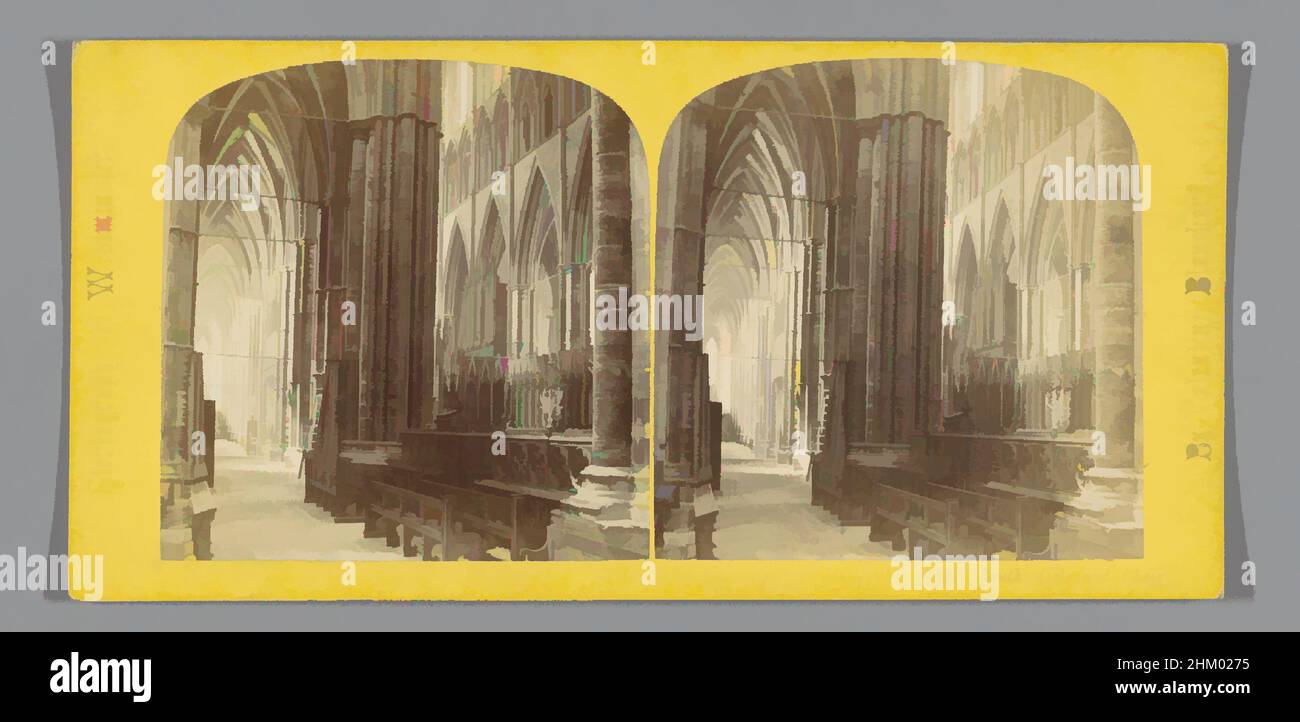 Art inspired by Interior of Westminster Abbey, looking at the choir, South Aisle and Choir., Valentine Blanchard, Westminster Abbey, c. 1850 - c. 1880, cardboard, albumen print, height 85 mm × width 170 mm, Classic works modernized by Artotop with a splash of modernity. Shapes, color and value, eye-catching visual impact on art. Emotions through freedom of artworks in a contemporary way. A timeless message pursuing a wildly creative new direction. Artists turning to the digital medium and creating the Artotop NFT Stock Photo