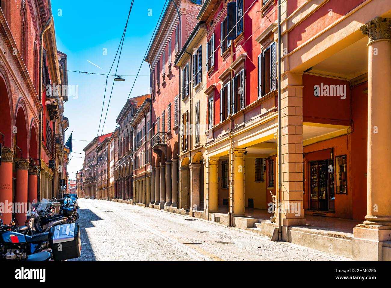 Arcade in the historical city center of Bologna, Italy Stock Photo