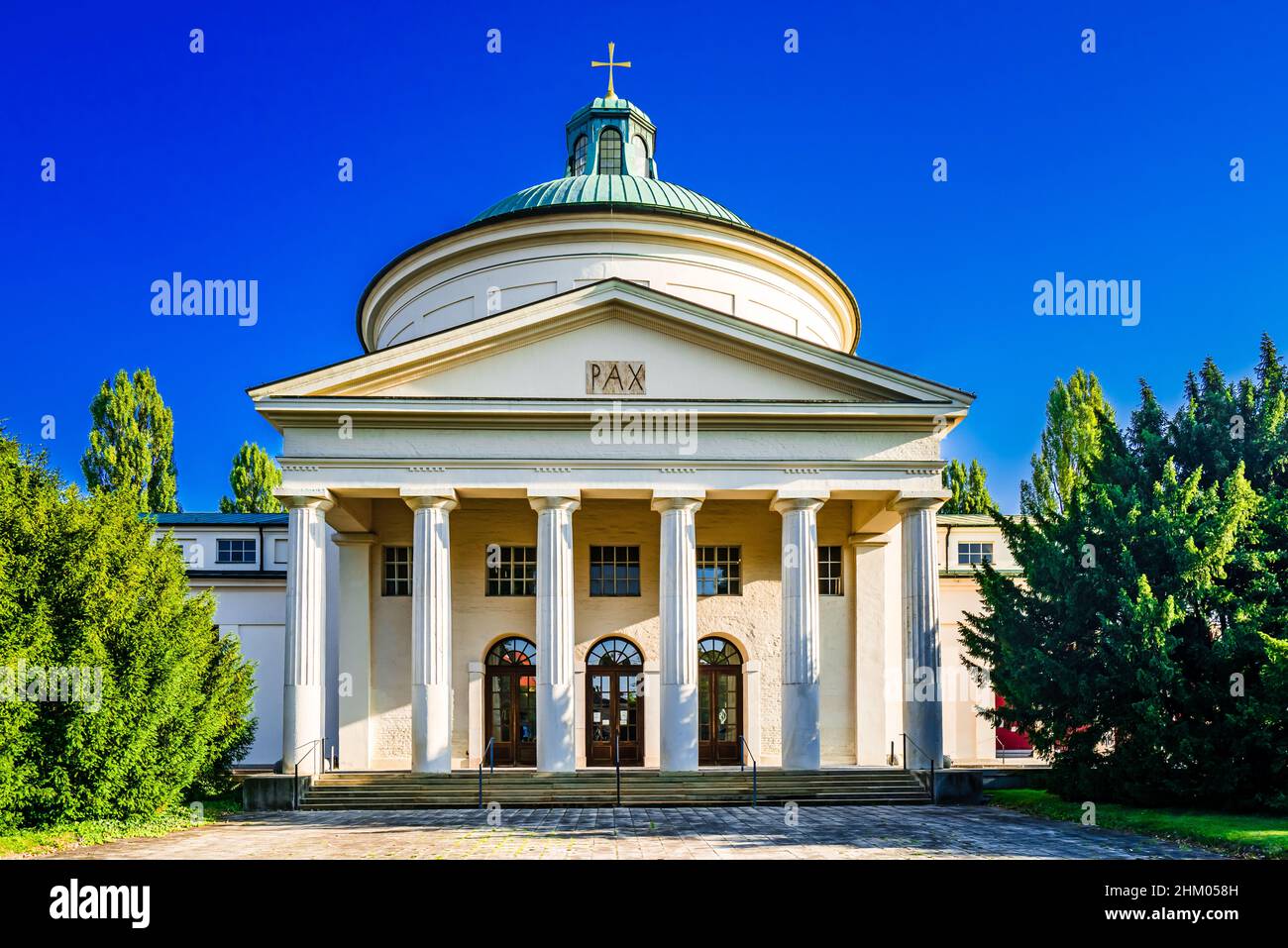 Munich, Germany - View on main building of Ostfriedhof cemetery Stock Photo