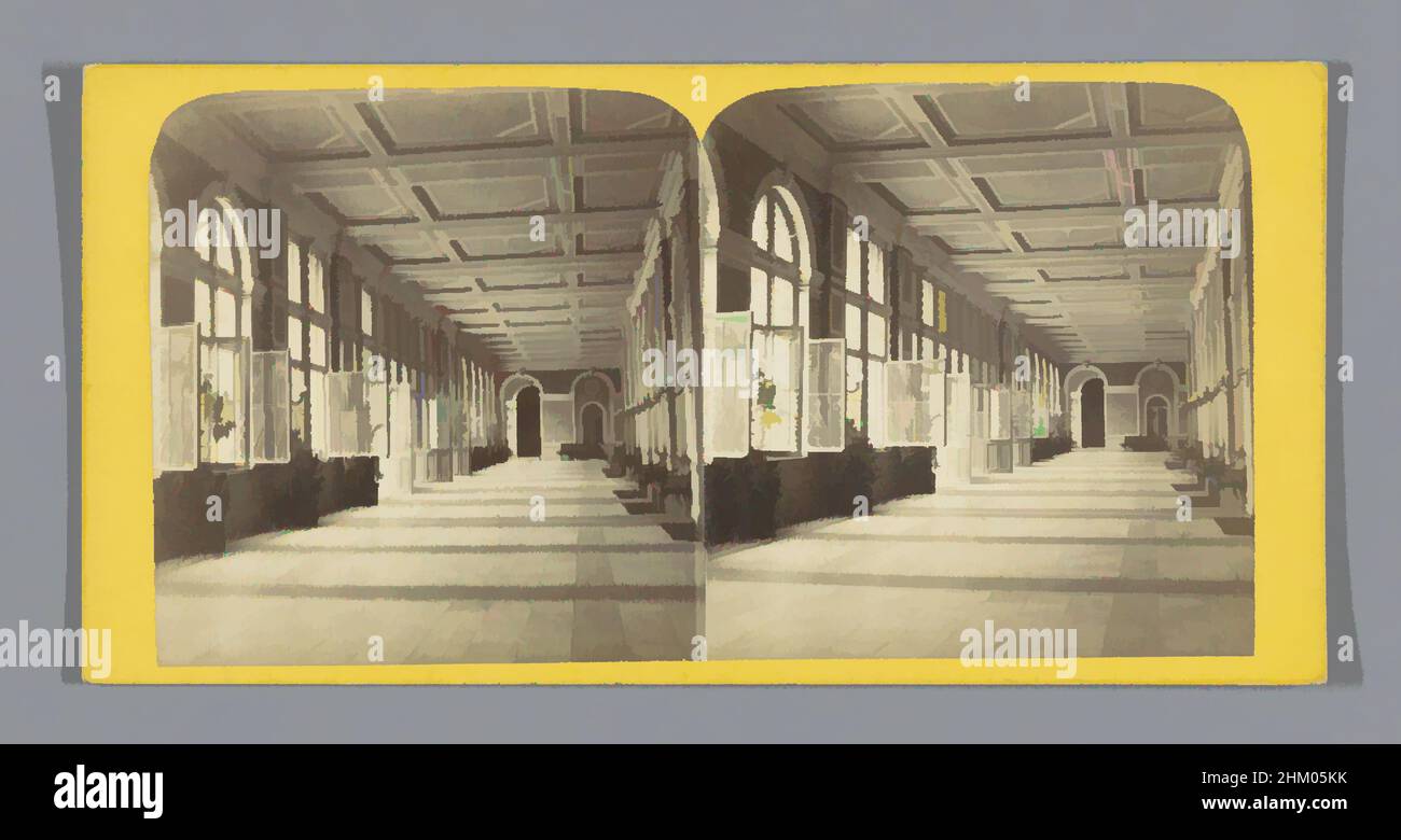 Art inspired by Gallery in the Kurhaus in Bad Homburg vor der Höhe, Kurhaus (Bad Homburg), c. 1860 - c. 1880, cardboard, albumen print, height 85 mm × width 170 mm, Classic works modernized by Artotop with a splash of modernity. Shapes, color and value, eye-catching visual impact on art. Emotions through freedom of artworks in a contemporary way. A timeless message pursuing a wildly creative new direction. Artists turning to the digital medium and creating the Artotop NFT Stock Photo