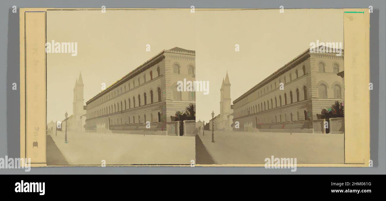 Art inspired by Exterior of the Bayerische Staatsbibliothek in Munich, Hof u.-Staats-Bibliothek in Munich, Georg Böttger, publisher: Georg Böttger, München, c. 1870 - c. 1885, cardboard, albumen print, height 85 mm × width 170 mm, Classic works modernized by Artotop with a splash of modernity. Shapes, color and value, eye-catching visual impact on art. Emotions through freedom of artworks in a contemporary way. A timeless message pursuing a wildly creative new direction. Artists turning to the digital medium and creating the Artotop NFT Stock Photo