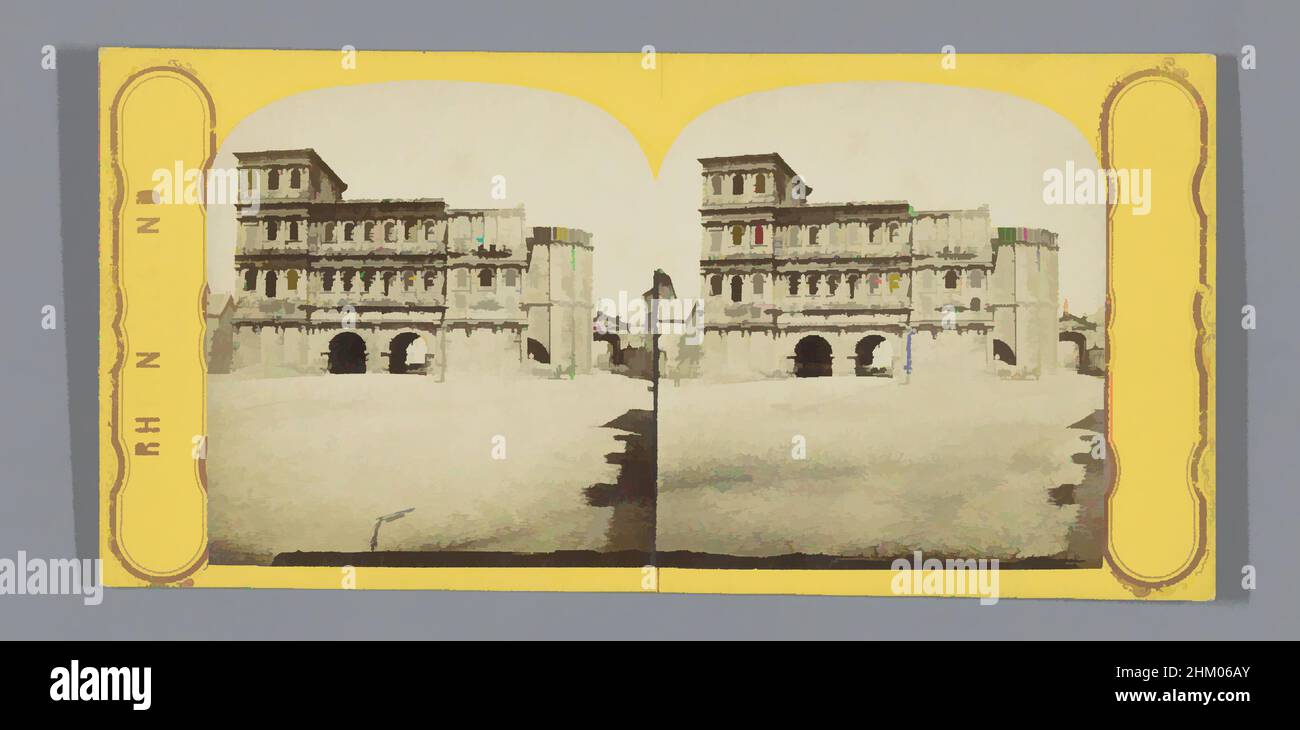 Art inspired by Porta Nigra at Trier, Rhein gegend (series title), Trier, c. 1860 - c. 1880, cardboard, albumen print, height 85 mm × width 170 mm, Classic works modernized by Artotop with a splash of modernity. Shapes, color and value, eye-catching visual impact on art. Emotions through freedom of artworks in a contemporary way. A timeless message pursuing a wildly creative new direction. Artists turning to the digital medium and creating the Artotop NFT Stock Photo