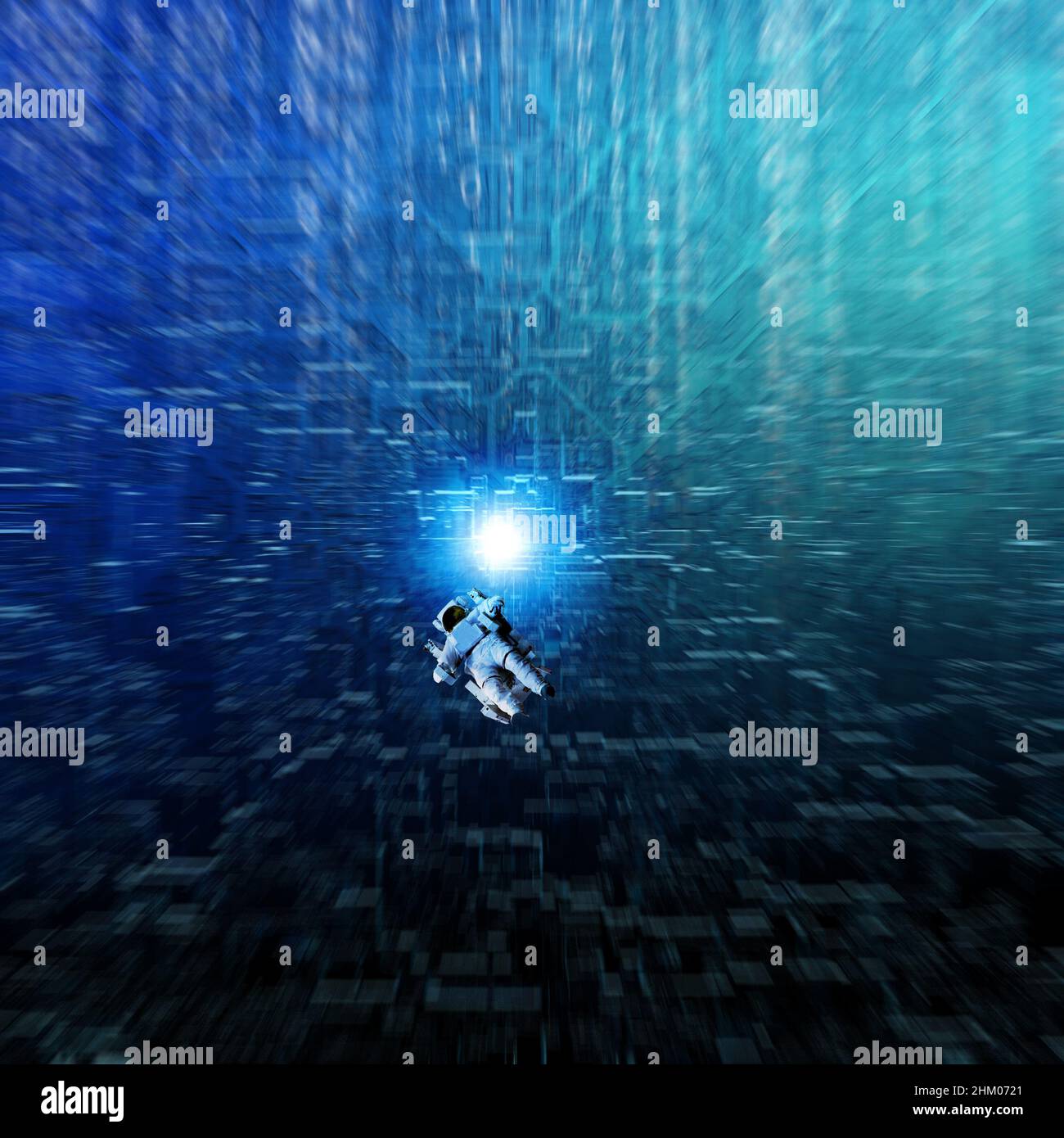 astronaut in the cyberspace, science fiction concept Stock Photo