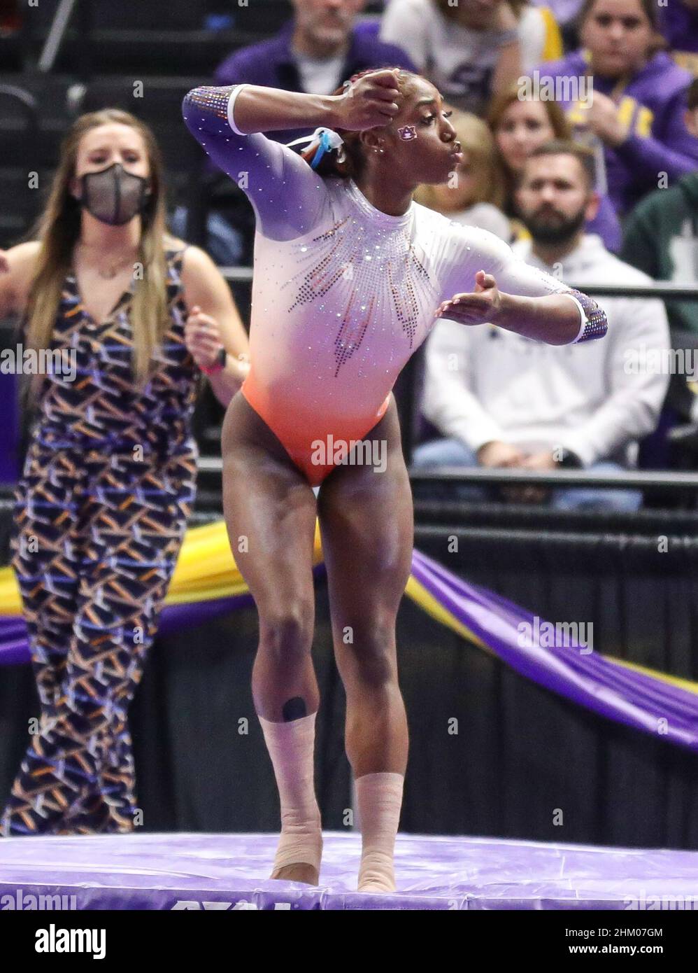 February 5, 2022 Auburn's Derrian Gobourne performs her floor routine