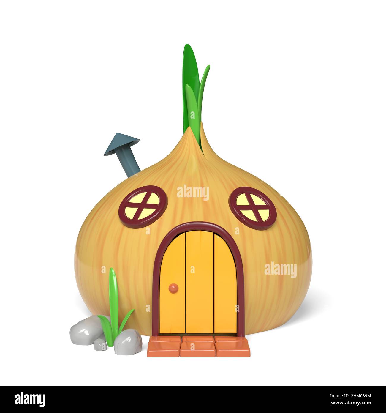 Cute cartoon onion house. 3D illustration. Stock Photo