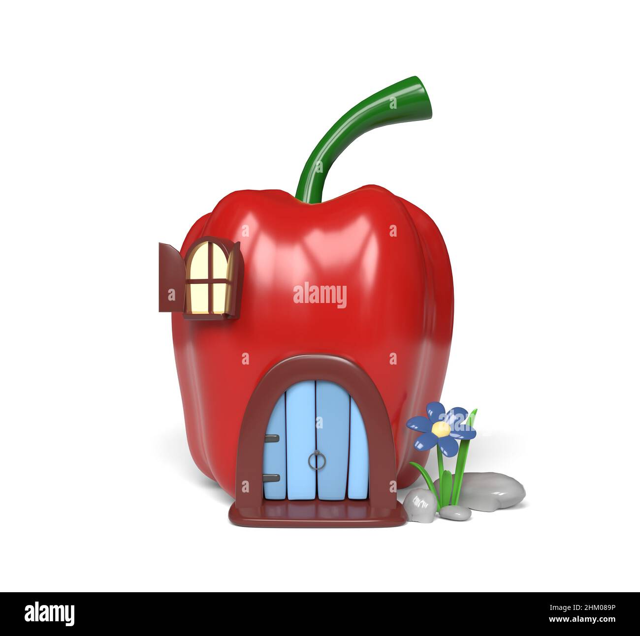Cute cartoon pepper house. 3D illustration. Stock Photo