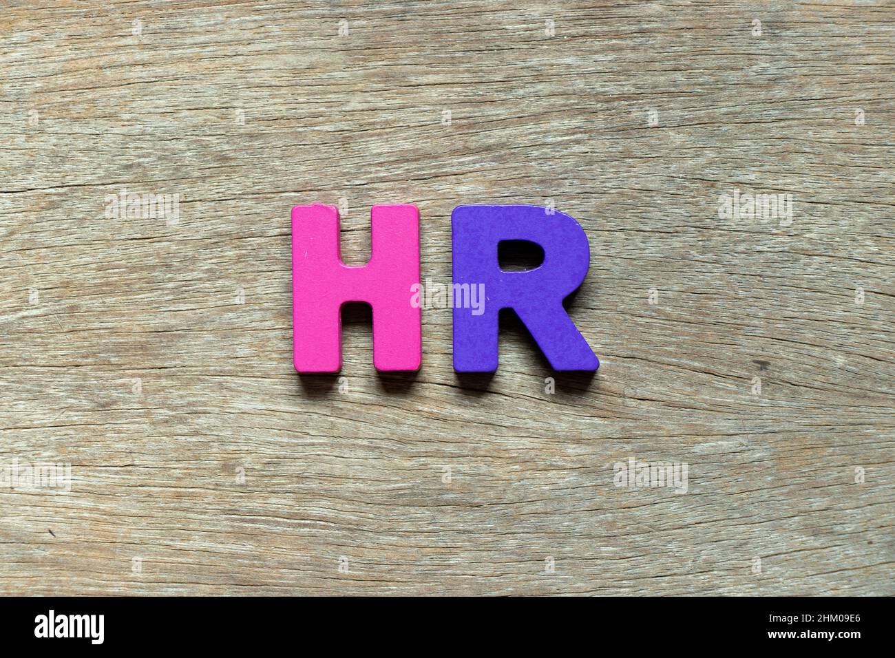 Color alphabet letter in word HR (Abbreviation of human resource) on