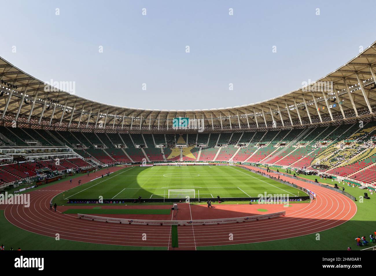 CAMEROON, Yaounde, February 06 2022 - A general view of the stadium d'Olembe prior to the Africa Cup of Nations Final between Senegal and Egypt at Stade d'Olembe, Yaounde, CMR 06/02/2022 Photo SFSI Credit: Sebo47/Alamy Live News Stock Photo
