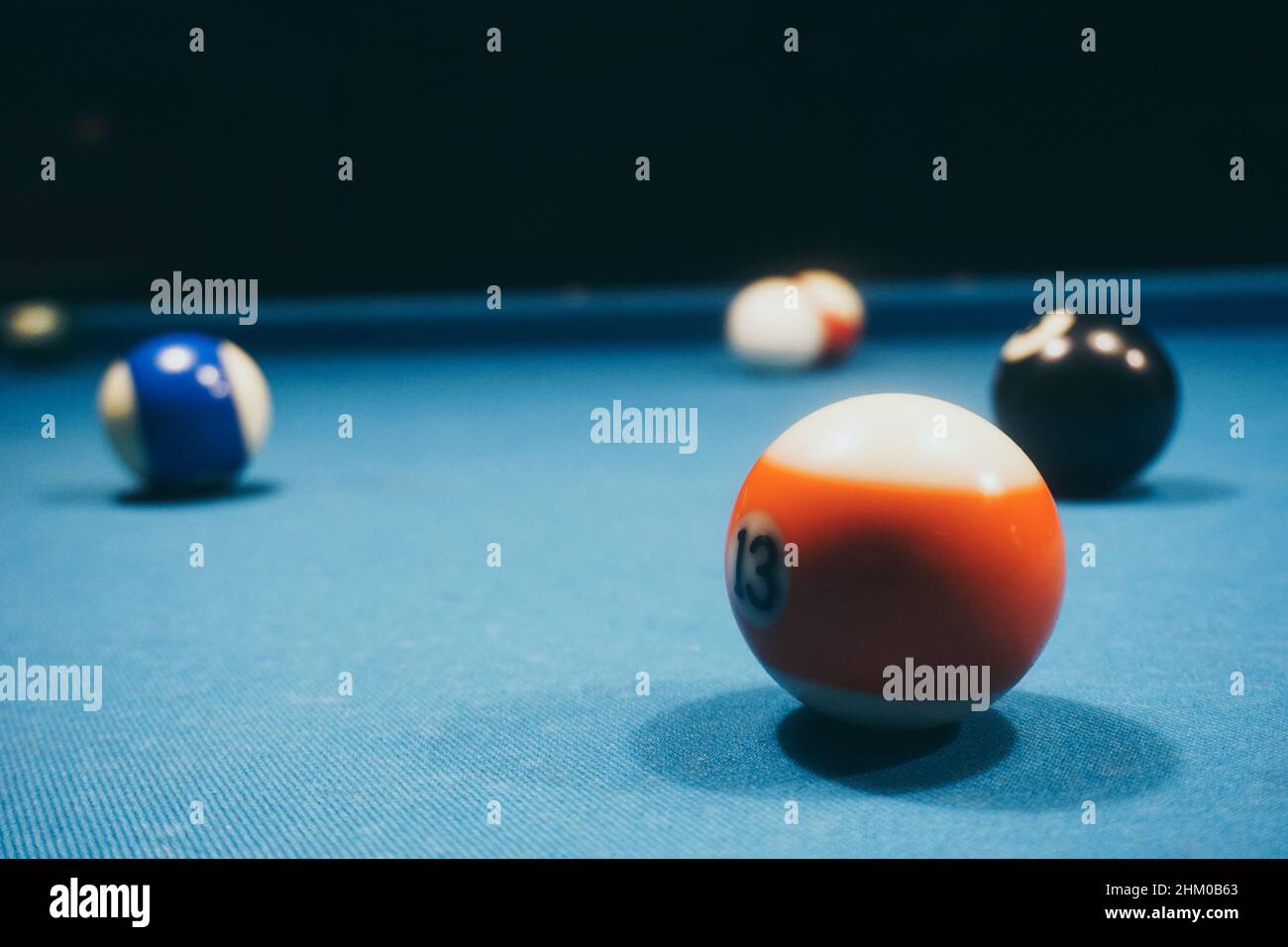 Pool game - balls on a table Stock Photo
