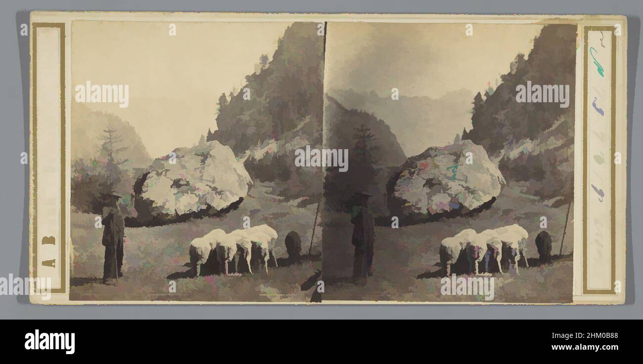 Art inspired by Shepherd on a mountain pass on the Corno Nero, Switzerland,  Col de la Tête Noire, publisher: Adolphe Braun & Cie., Corno Nero,  publisher: Dornach, 1860 - 1866, cardboard, paper,