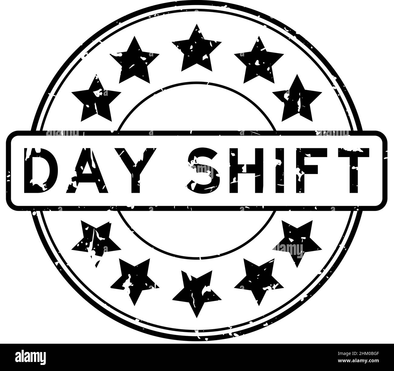 Grunge black day shift word with star icon round rubber seal stamp on white background Stock Vector