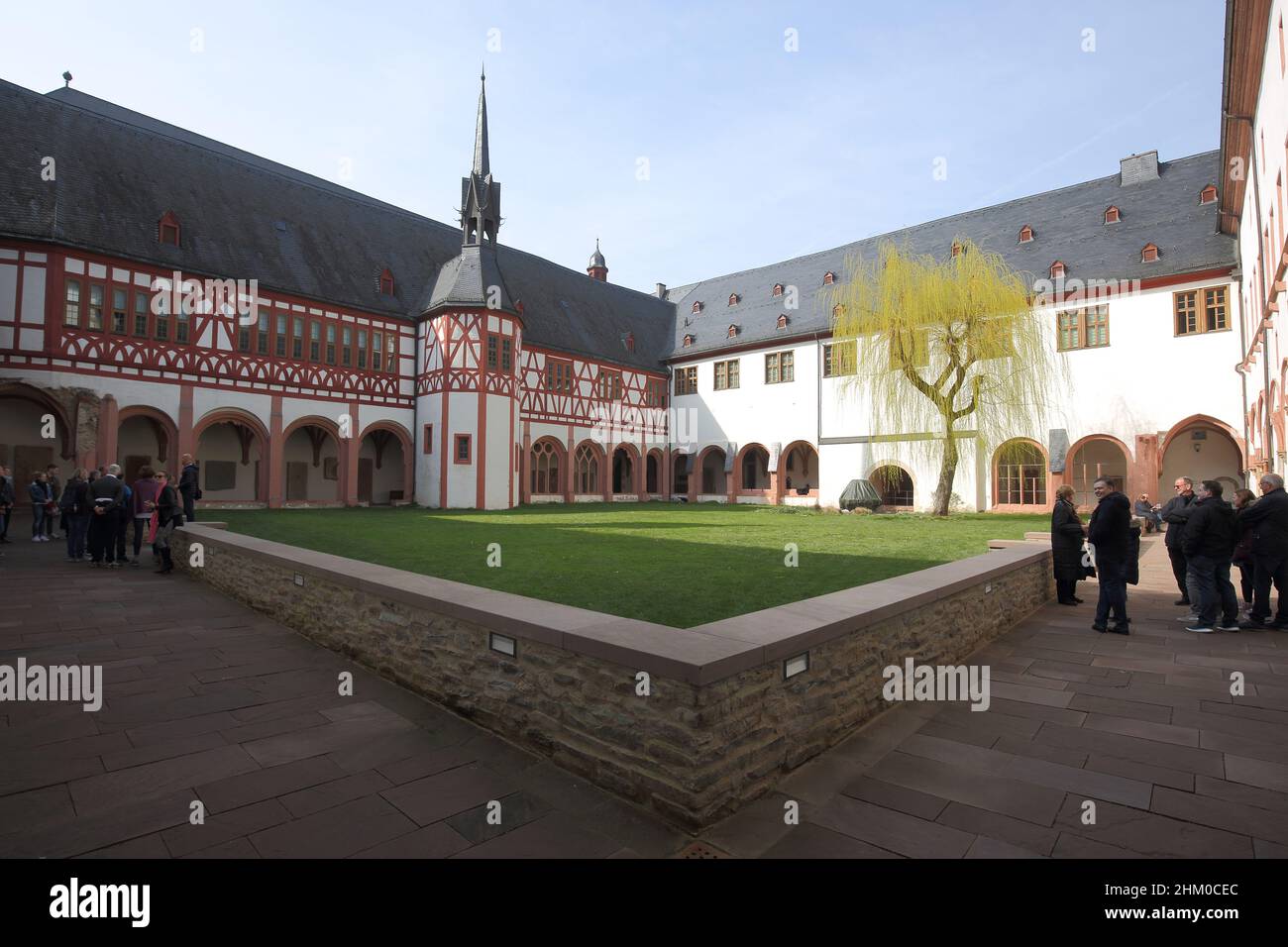 Courtyard with cloister, Eberbach Abbey in the Rheingau, Hesse, Germany Stock Photo